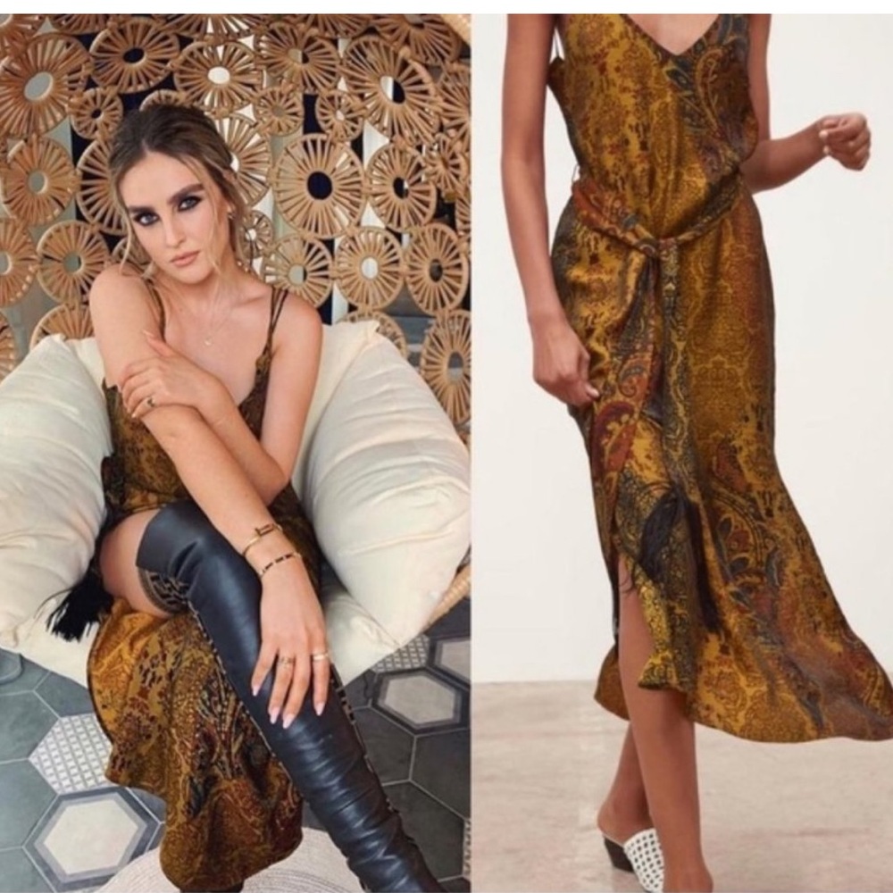 Zara Brown Spaghetti Strap Midi Sundress